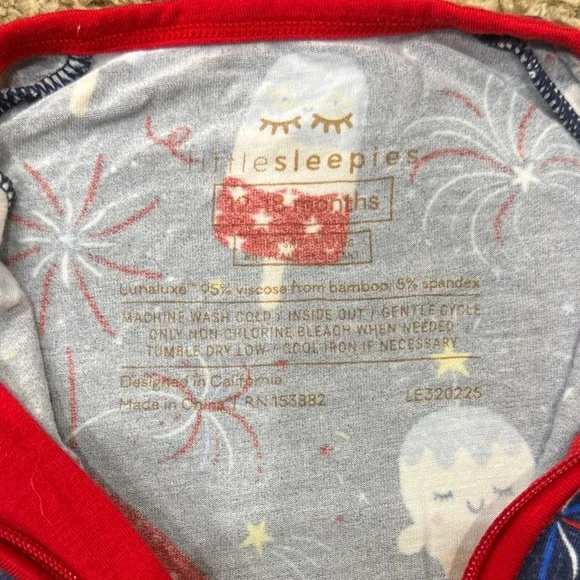 Little Sleepies Blue and Red Festive Bodysuit - Picture 2 of 3